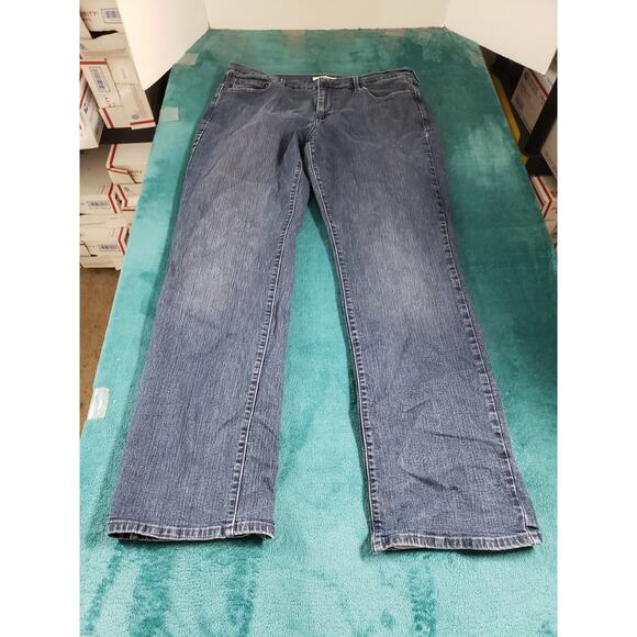 Levis 505 Jeans Size 14 Womens Blue Stretch Pants Denim Mid Rise Straight - Picture 1 of 15